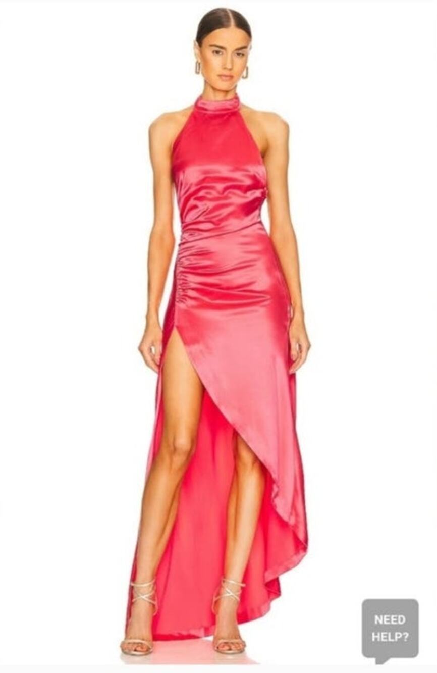 Retrofete Sabrina Dress Coral Size Medium Halter Open Back NWT Maxi Sleeveless
